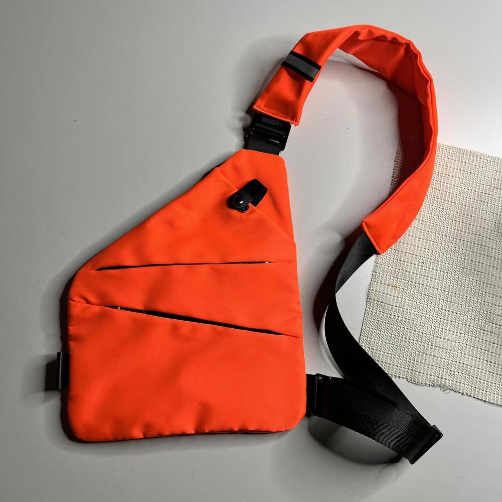 WANDER+ Running Belt Chest Pack Orange Reflective Nylon‎ One Size Men Adjustable